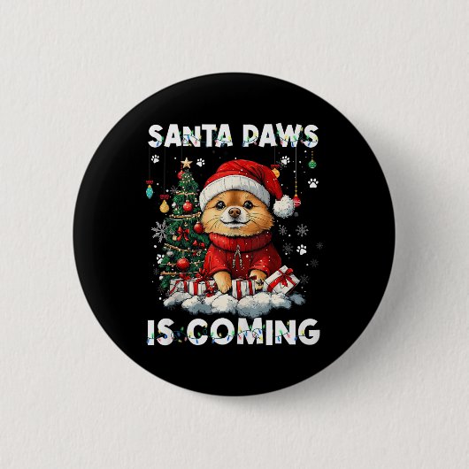 Pomeranian Christmas Tree Decorations Hondenliefhe Ronde Button 5,7 Cm (Voorkant)