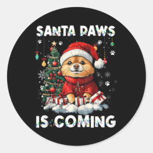 Pomeranian Christmas Tree Decorations Hondenliefhe Ronde Sticker