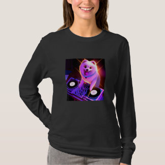 Pomeranian DJ Vaporwave Dog  Aesthetic Boys Girls  T-shirt