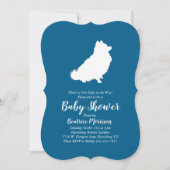 Pomeranian Dog Baby shower Blue Boy Kaart (Voorkant)