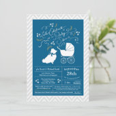 Pomeranian Dog Baby shower Blue Boy Kaart (Staand voorkant)