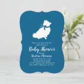 Pomeranian Dog Baby shower Blue Boy Kaart (Staand voorkant)