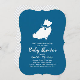 Pomeranian Dog Baby shower Blue Boy Kaart