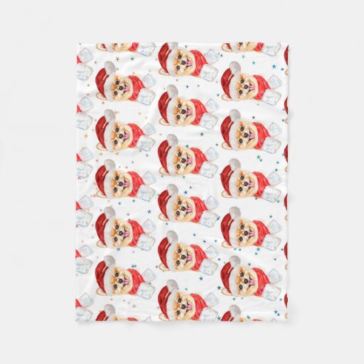 Pomeranian Dog Breed Christmas Stars Fleece Deken (Voorkant)