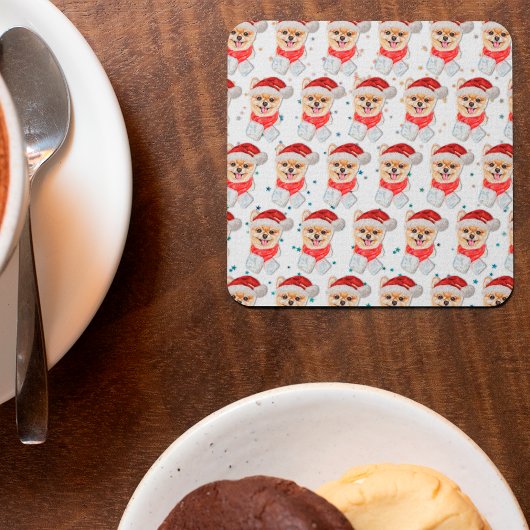 Pomeranian Dog Breed Christmas Stars Kartonnen Onderzetters