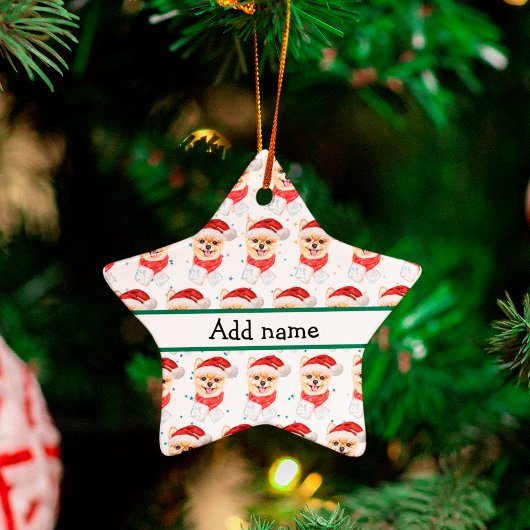 Pomeranian Dog Breed Christmas Stars Keramisch Ornament