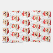 Pomeranian Dog Breed Christmas Stars Theedoek (Horizontaal)