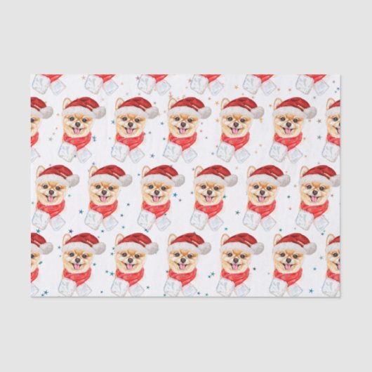 Pomeranian Dog Breed Christmas Stars Tissuepapier (Voorkant)