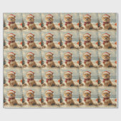 Pomeranian Dog Christmas Beach Cadeaupapier (Vlak)