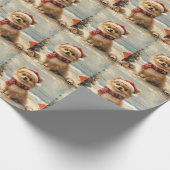 Pomeranian Dog Christmas Beach Cadeaupapier (Hoek)