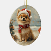 Pomeranian Dog Christmas  Beach Keramisch Ornament (Rechts)
