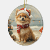 Pomeranian Dog Christmas  Beach Keramisch Ornament (Links)