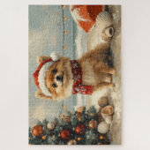 Pomeranian Dog Christmas Beach Legpuzzel (Verticaal)