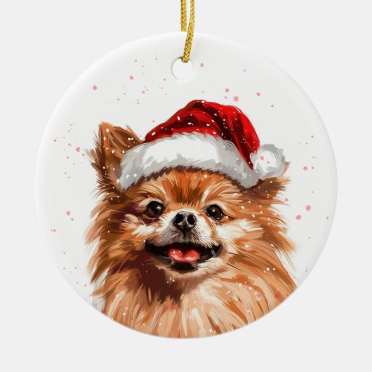 Pomeranian Dog Christmas Personalized Keramisch Ornament (Voorkant)
