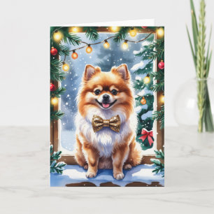 Pomeranian Dog Christmas Wenskaart Kaart
