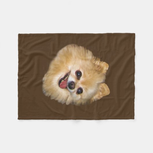 Pomeranian Dog Fleece Deken (Voorkant (Horizontaal))