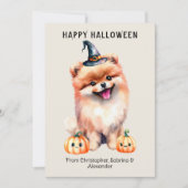 Pomeranian Dog Happy Halloween Feestdagenkaart (Voorkant)