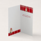 Pomeranian Dog Holiday Red Plaid Christmas Kaart (Binnen)