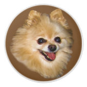 Pomeranian Dog  Keramische Knop (Voorkant)