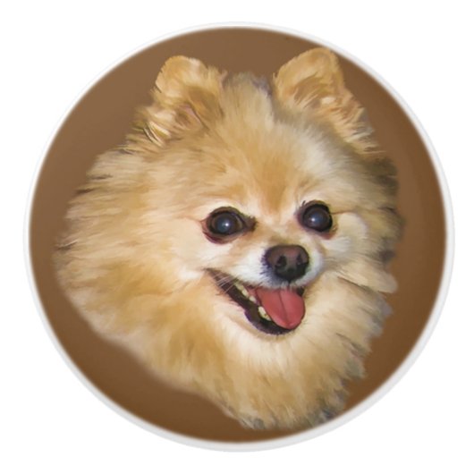 Pomeranian Dog  Keramische Knop (Voorkant)