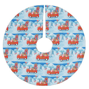 Pomeranian Dog Kerstlevering Vrachtwagen Snow Kerstboom Rok