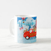 Pomeranian Dog Kerstlevering Vrachtwagen Snow Koffiemok (Voorkant links)