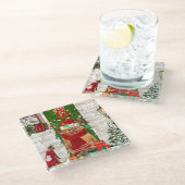 Pomeranian Dog Kerstmis Glazen Onderzetter (Schuin)