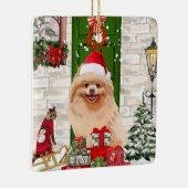 Pomeranian Dog Kerstmis Keramisch Ornament (Rechts)