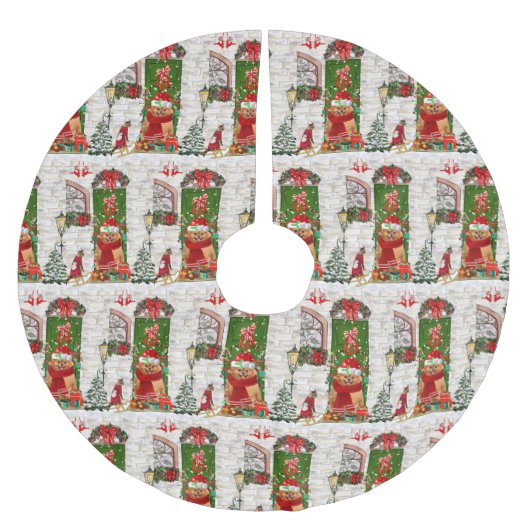 Pomeranian Dog Kerstmis Kerstboom Rok (Voorkant)