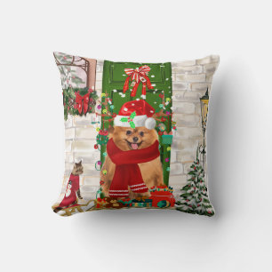 Pomeranian Dog Kerstmis Kussen