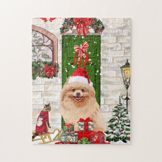 Pomeranian Dog Kerstmis Legpuzzel (Verticaal)