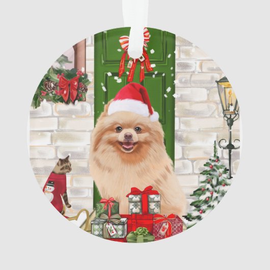 Pomeranian Dog Kerstmis Ornament (achterkant)