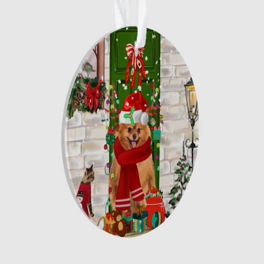 Pomeranian Dog Kerstmis Ornament (voorkant)