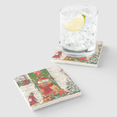 Pomeranian Dog Kerstmis Stenen Onderzetter (Zijkant)