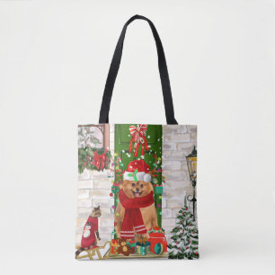 Pomeranian Dog Kerstmis Tote Bag