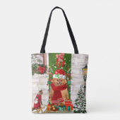 Pomeranian Dog Kerstmis Tote Bag (Achterkant)