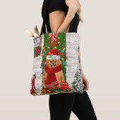 Pomeranian Dog Kerstmis Tote Bag (Dichtbij)