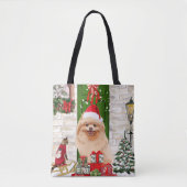 Pomeranian Dog Kerstmis Tote Bag (Voorkant)