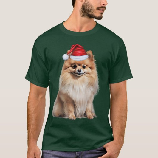 Pomeranian Dog Lover Funny Christmas T-shirt (Voorkant)