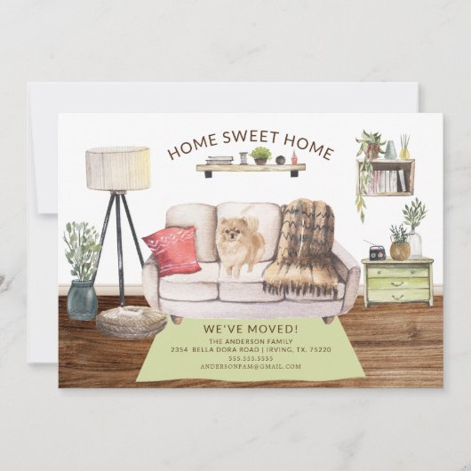 Pomeranian Dog Moving Aankondiging (Voorkant)