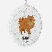 Pomeranian Dog Persoonlijke kerstversiering Keramisch Ornament (Rechts)
