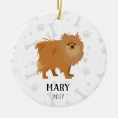Pomeranian Dog Persoonlijke kerstversiering Keramisch Ornament (Voorkant)