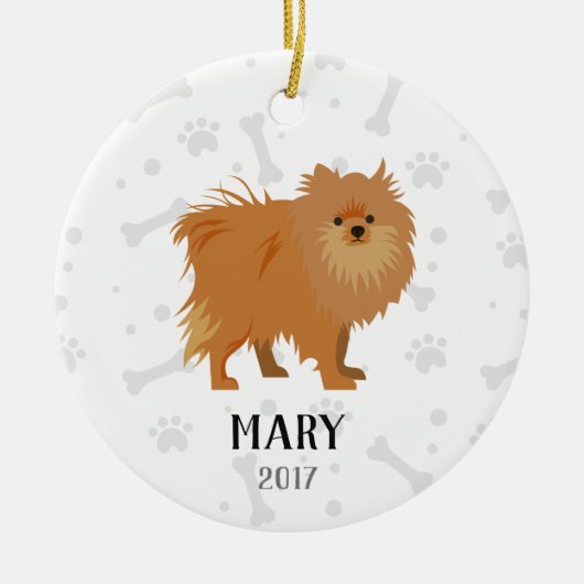 Pomeranian Dog Persoonlijke kerstversiering Keramisch Ornament (Voorkant)