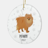 Pomeranian Dog Persoonlijke kerstversiering Keramisch Ornament (Links)