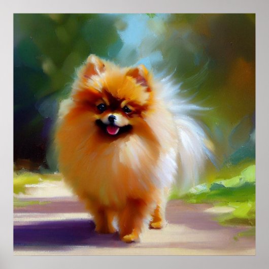 Pomeranian Dog Portrait Poster (Voorkant)