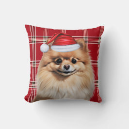 Pomeranian Dog Red Plaid Christmas Holiday Kussen