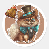 Pomeranian Dog Ronde Sticker (Voorkant)