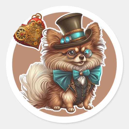 Pomeranian Dog Ronde Sticker (Voorkant)