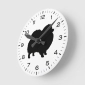 Pomeranian Dog Silhouette Ronde Klok (Hoek)
