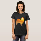 Pomeranian Dog Silhouette Sunrise T-shirt (Voorkant volledig)